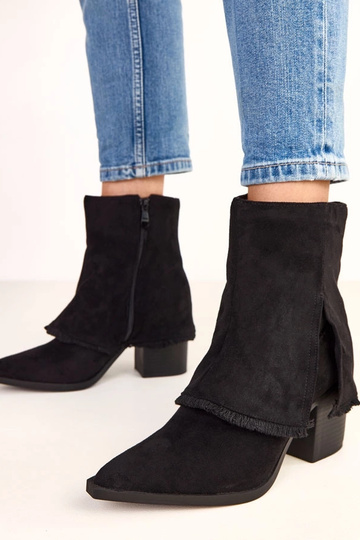 Botins pretos de salto com cano dobrado Felicia