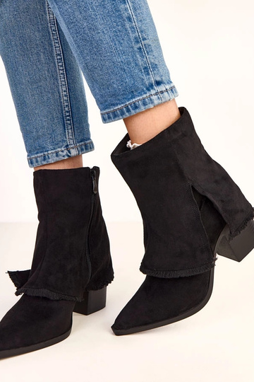 Botins pretos de salto com cano dobrado Felicia 2