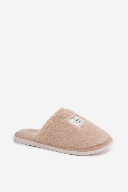 sapato caseiro Chinelos Feminino com um casaco de pele bege Tem que serelis sapato caseiro Chinelos Feminino com um casaco de pele bege Tem que serelis
