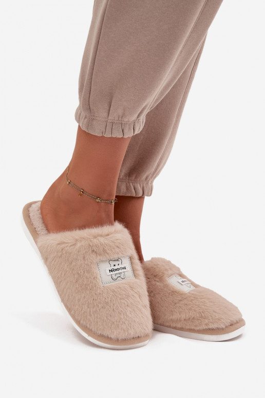 sapato caseiro Chinelos Feminino com um casaco de pele bege Tem que serelis sapato caseiro Chinelos Feminino com um casaco de pele bege Tem que serelis