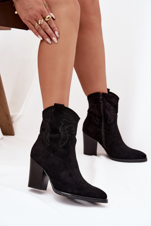 botas estilo coParaboy Feminino com salto de camurça ecológicaoParae cor preta Carissa botas estilo coParaboy Feminino com salto de camurça ecológicaoParae cor preta Carissa