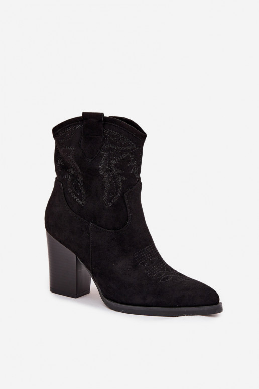 botas estilo coParaboy Feminino com salto de camurça ecológicaoParae cor preta Carissa botas estilo coParaboy Feminino com salto de camurça ecológicaoParae cor preta Carissa