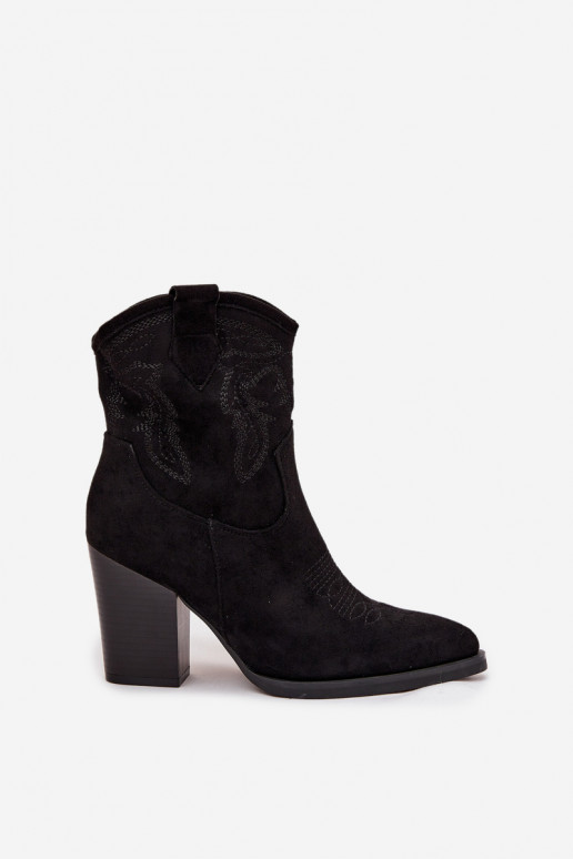 botas estilo coParaboy Feminino com salto de camurça ecológicaoParae cor preta Carissa botas estilo coParaboy Feminino com salto de camurça ecológicaoParae cor preta Carissa