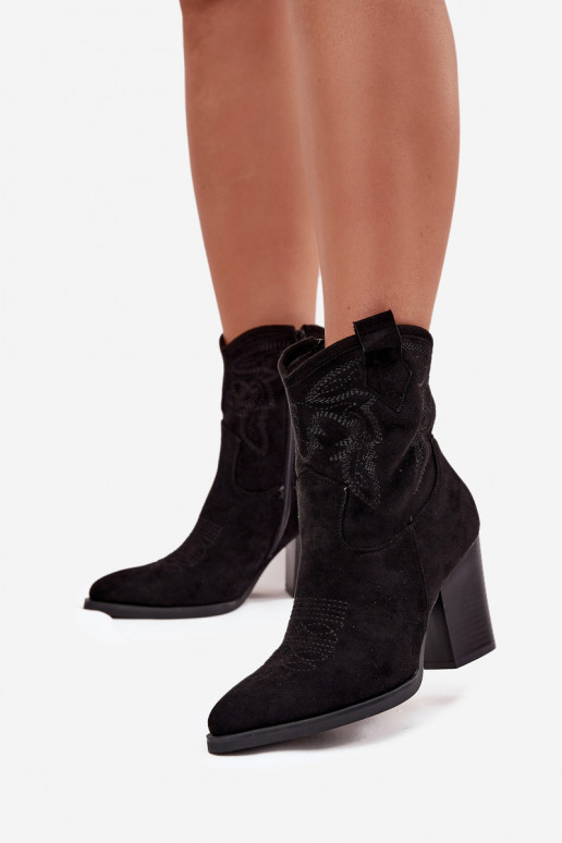 botas estilo coParaboy Feminino com salto de camurça ecológicaoParae cor preta Carissa botas estilo coParaboy Feminino com salto de camurça ecológicaoParae cor preta Carissa