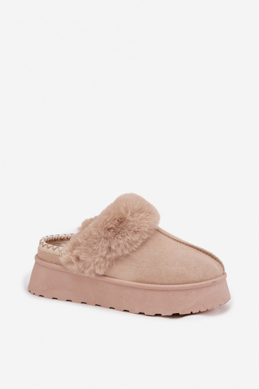 Botas de neve Feminino com uma plataforma com um casaco de pele I Haftem bege Querina Botas de neve Feminino com uma plataforma com um casaco de pele I Haftem bege Querina