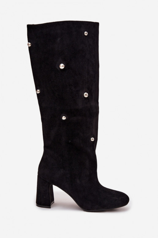 Botas quentes com salto Com decoraçõesi Detalami cor preta Lucinda Botas quentes com salto Com decoraçõesi Detalami cor preta Lucinda