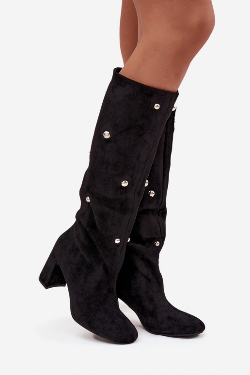 Botas quentes com salto Com decoraçõesi Detalami cor preta Lucinda Botas quentes com salto Com decoraçõesi Detalami cor preta Lucinda