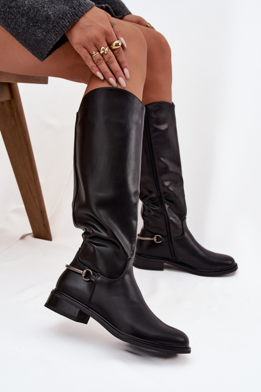 aquecimento botas femininas com salto largo Com decorações Detalem cor preta Renaya aquecimento botas femininas com salto largo Com decorações Detalem cor preta Renaya