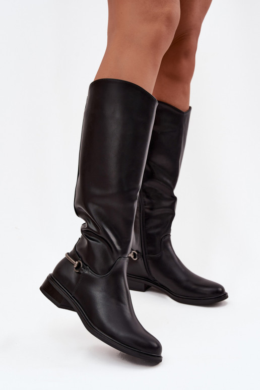 aquecimento botas femininas com salto largo Com decorações Detalem cor preta Renaya aquecimento botas femininas com salto largo Com decorações Detalem cor preta Renaya
