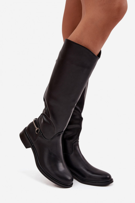 aquecimento botas femininas com salto largo Com decorações Detalem cor preta Renaya aquecimento botas femininas com salto largo Com decorações Detalem cor preta Renaya
