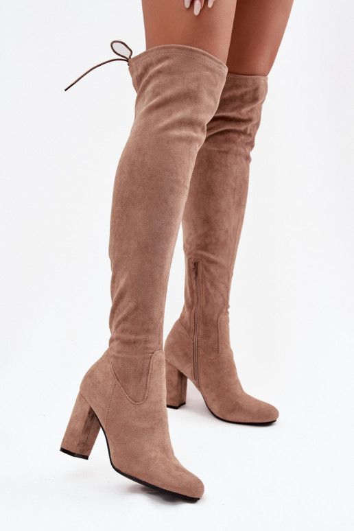 botas femininas com salto bege Xamarin