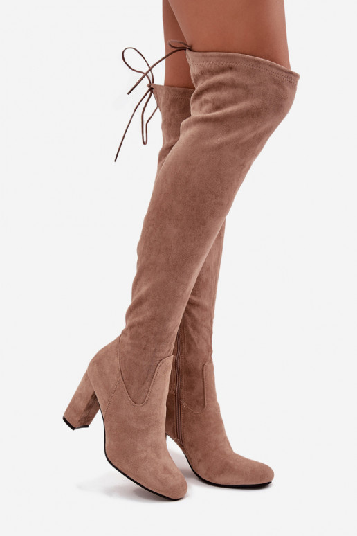 botas femininas com salto bege Xamarin