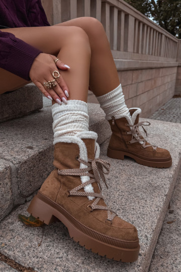 Botas de neve Feminino com aquecimento cor marrom Irmara