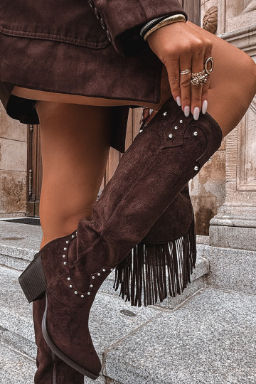 Feminino botas estilo vaqueiro Com decoração com salto CzekoladoParae Darella 2