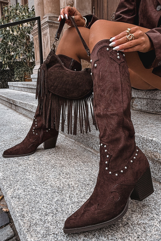 Feminino botas estilo vaqueiro Com decoração com salto CzekoladoParae Darella Feminino botas estilo vaqueiro Com decoração com salto CzekoladoParae Darella