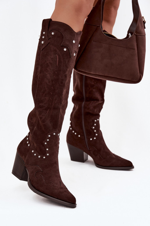Feminino botas estilo vaqueiro Com decoração com salto CzekoladoParae Darella Feminino botas estilo vaqueiro Com decoração com salto CzekoladoParae Darella