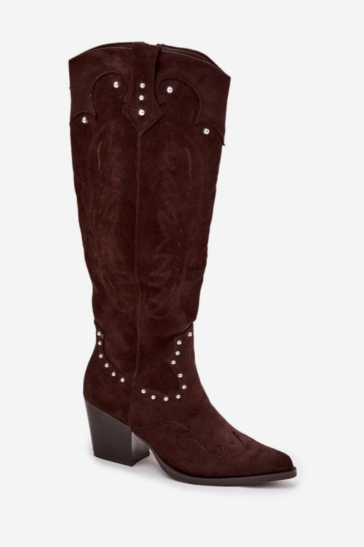 Feminino botas estilo vaqueiro Com decoração com salto CzekoladoParae Darella Feminino botas estilo vaqueiro Com decoração com salto CzekoladoParae Darella