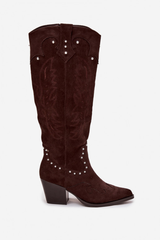 Feminino botas estilo vaqueiro Com decoração com salto CzekoladoParae Darella Feminino botas estilo vaqueiro Com decoração com salto CzekoladoParae Darella