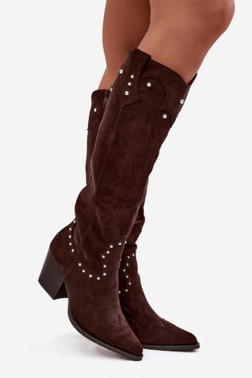 Feminino botas estilo vaqueiro Com decoração com salto CzekoladoParae Darella Feminino botas estilo vaqueiro Com decoração com salto CzekoladoParae Darella