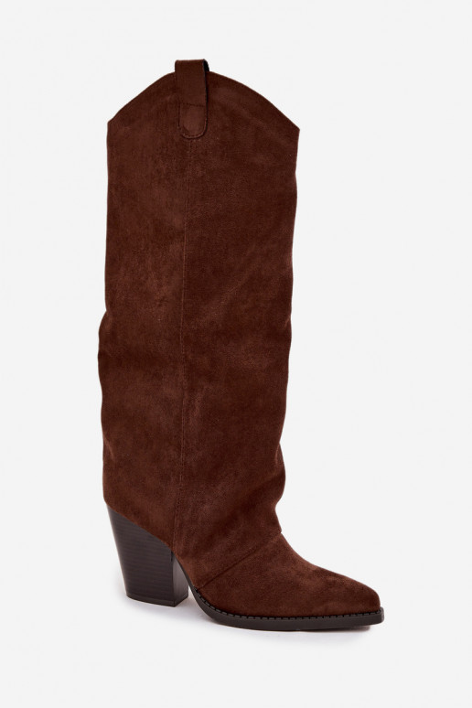 aquecimento botas estilo vaqueiro com saltode camurça ecológicau CzekoladoParae Tem que servine aquecimento botas estilo vaqueiro com saltode camurça ecológicau CzekoladoParae Tem que servine