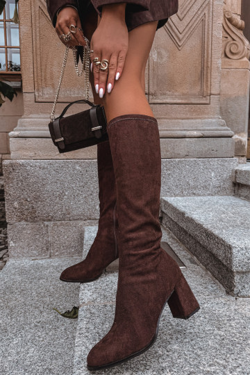 botas femininas com saltode camurça ecológicau CzekoladoParae Yelisse 2