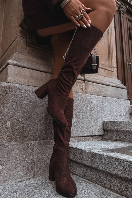 botas femininas com saltode camurça ecológicau CzekoladoParae Yelisse botas femininas com saltode camurça ecológicau CzekoladoParae Yelisse