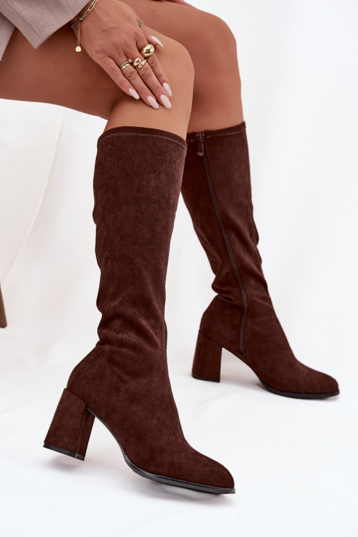 botas femininas com saltode camurça ecológicau CzekoladoParae Yelisse botas femininas com saltode camurça ecológicau CzekoladoParae Yelisse