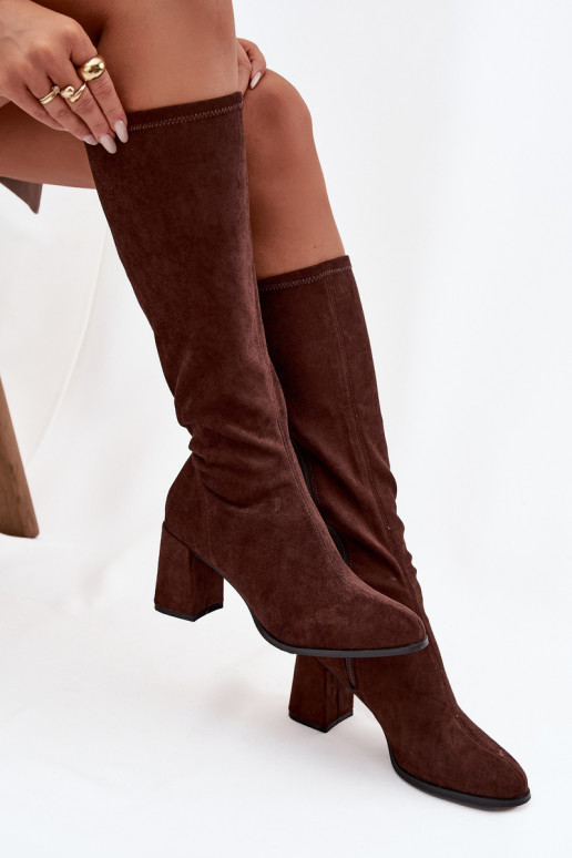 botas femininas com saltode camurça ecológicau CzekoladoParae Yelisse botas femininas com saltode camurça ecológicau CzekoladoParae Yelisse