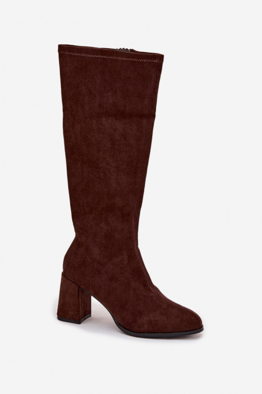 botas femininas com saltode camurça ecológicau CzekoladoParae Yelisse botas femininas com saltode camurça ecológicau CzekoladoParae Yelisse