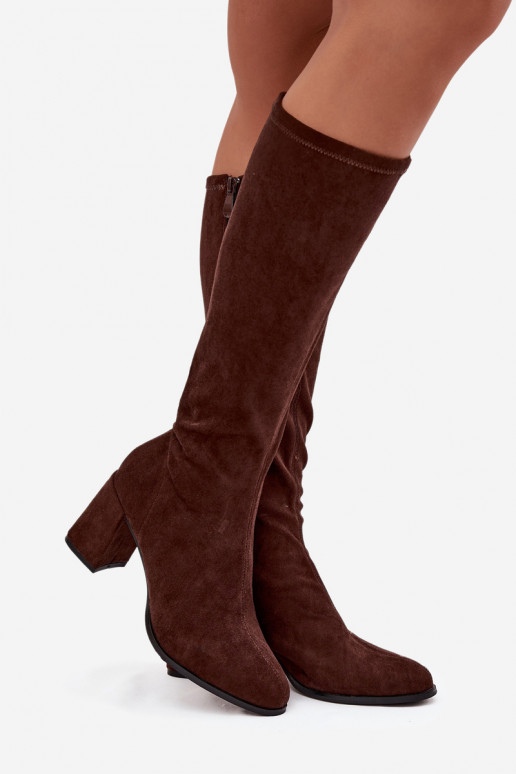 botas femininas com saltode camurça ecológicau CzekoladoParae Yelisse botas femininas com saltode camurça ecológicau CzekoladoParae Yelisse