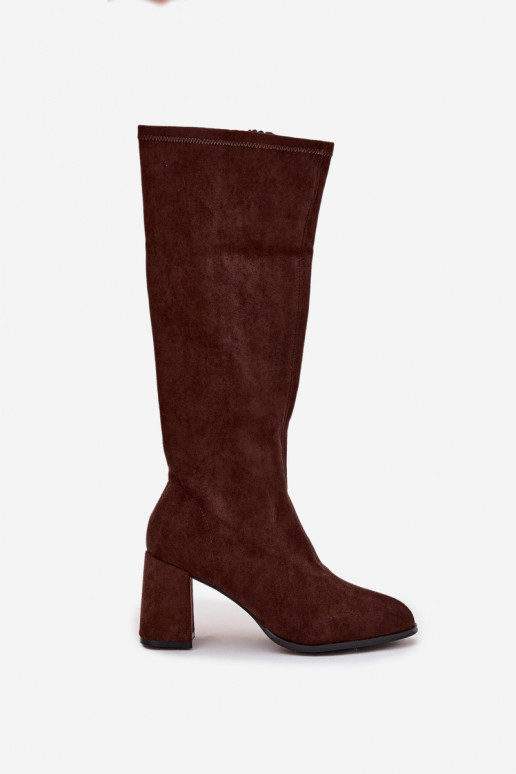 botas femininas com saltode camurça ecológicau CzekoladoParae Yelisse botas femininas com saltode camurça ecológicau CzekoladoParae Yelisse