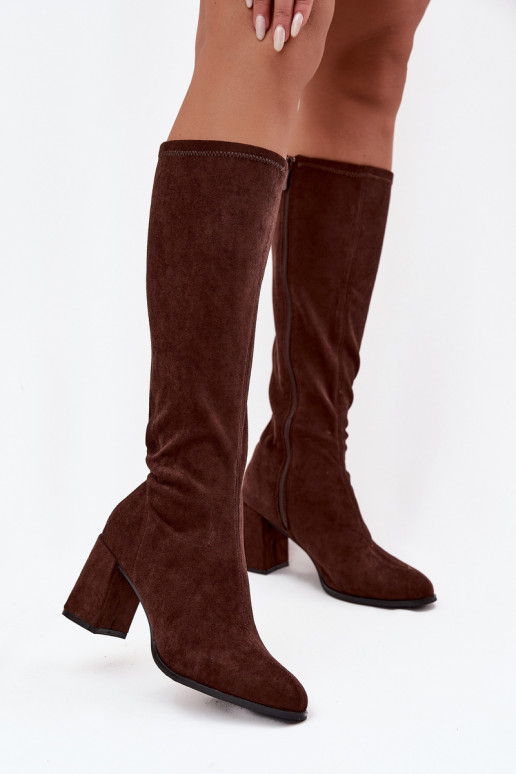 botas femininas com saltode camurça ecológicau CzekoladoParae Yelisse botas femininas com saltode camurça ecológicau CzekoladoParae Yelisse