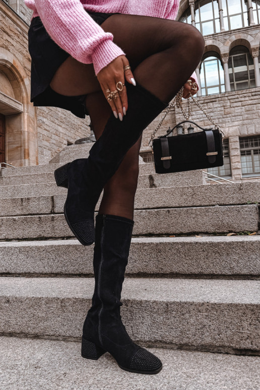 botas femininas Com decoração Klocke de camurça ecológicaoParae cor preta Ivanna botas femininas Com decoração Klocke de camurça ecológicaoParae cor preta Ivanna