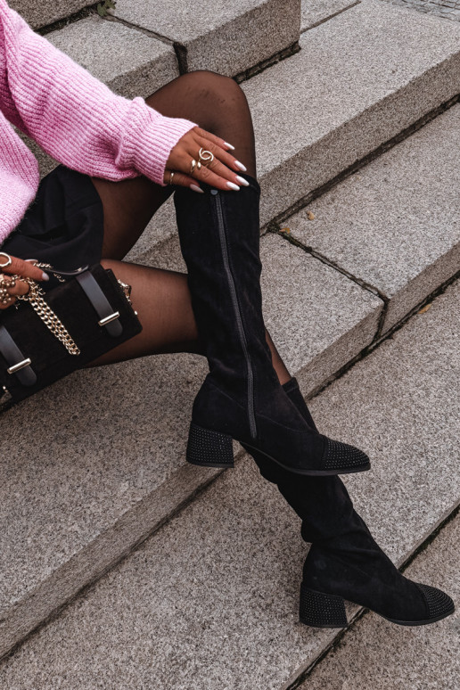 botas femininas Com decoração Klocke de camurça ecológicaoParae cor preta Ivanna botas femininas Com decoração Klocke de camurça ecológicaoParae cor preta Ivanna