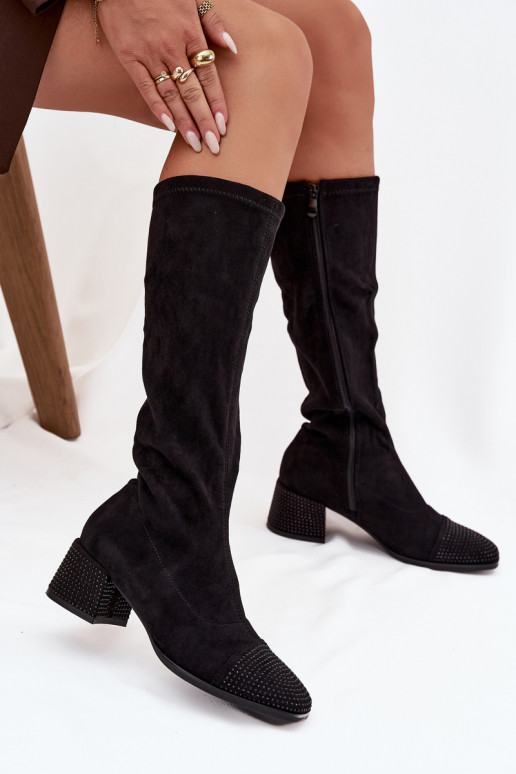 botas femininas Com decoração Klocke de camurça ecológicaoParae cor preta Ivanna botas femininas Com decoração Klocke de camurça ecológicaoParae cor preta Ivanna