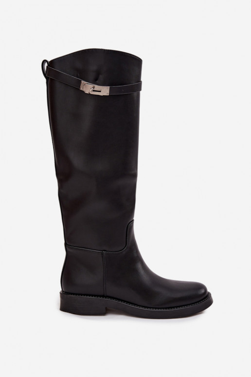 botas femininas com salto decorado Eko Pele cor preta Palisse