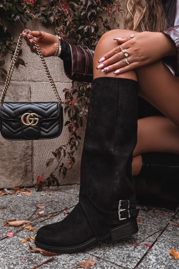 aquecimento botas femininas com fivelas cor preta Umbria