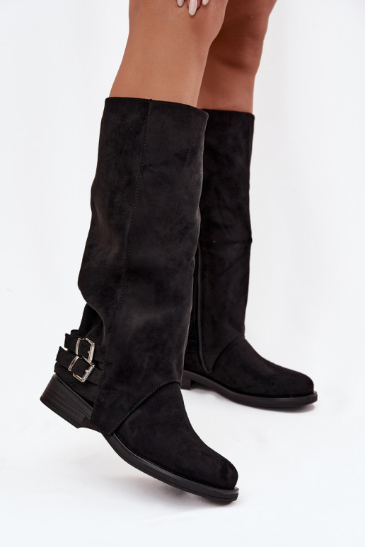 aquecimento botas femininas com fivelas cor preta Umbria aquecimento botas femininas com fivelas cor preta Umbria