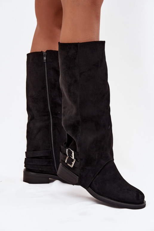 aquecimento botas femininas com fivelas cor preta Umbria aquecimento botas femininas com fivelas cor preta Umbria