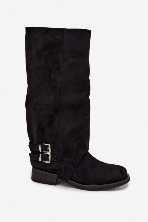 aquecimento botas femininas com fivelas cor preta Umbria aquecimento botas femininas com fivelas cor preta Umbria