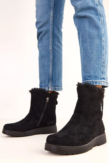 Botas de cano curto femininos pretos de camurça sintética Breyra