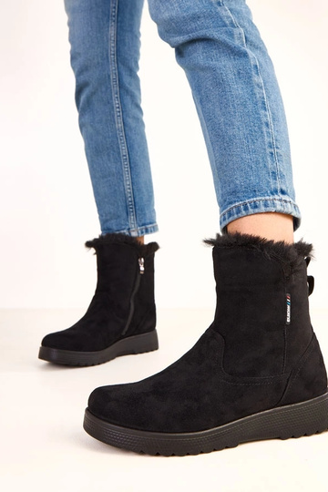 Botas de cano curto femininos pretos de camurça sintética Breyra 2