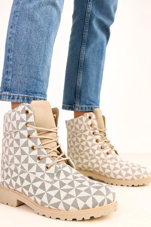 Botas de trabalho beiges-pretas com... Botas de trabalho beiges-pretas com...