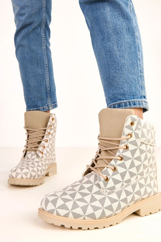 Botas de trabalho beiges-pretas com... Botas de trabalho beiges-pretas com...