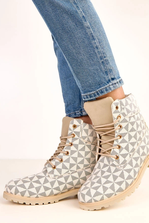 Botas de trabalho beiges-pretas com... Botas de trabalho beiges-pretas com...