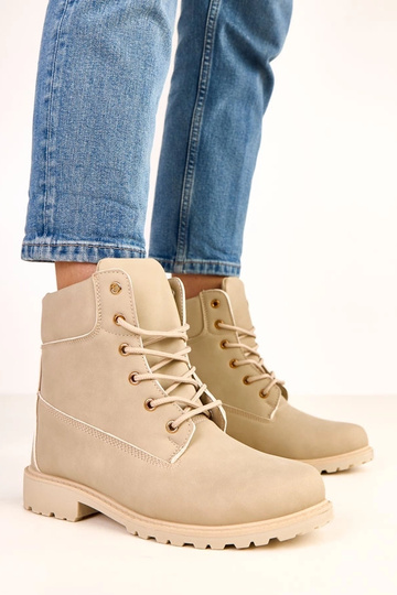 Botas de trabalho beiges com acabamento fosco Alicia