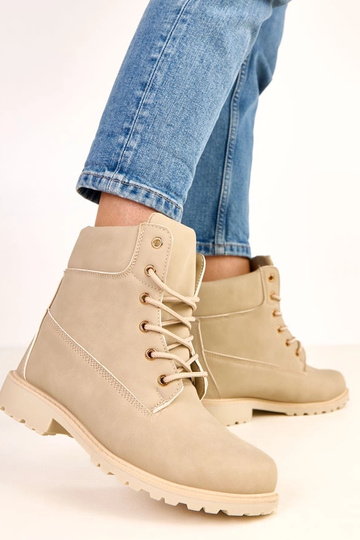 Botas de trabalho beiges com acabamento fosco Alicia 2