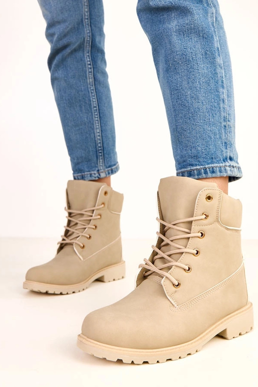 Botas de trabalho beiges com... Botas de trabalho beiges com...