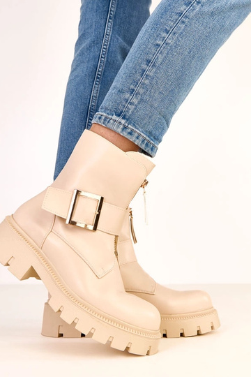 Botas de cano curto beiges... 2