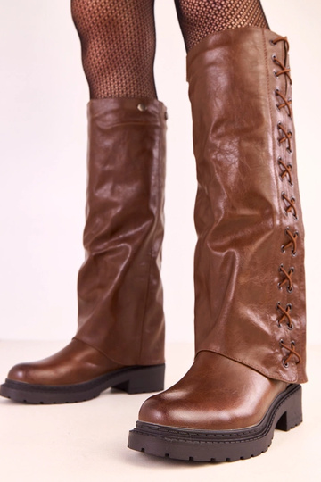 Botas de cano alto marrons com cano removível Elane